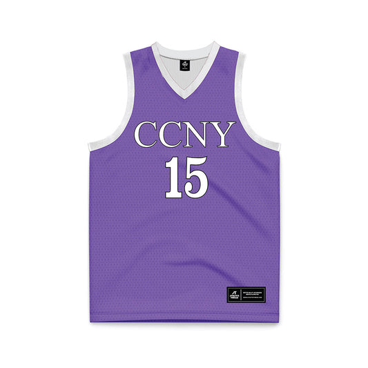 CCNY - NCAA Men's Basketball : Komron Ergashev - Purple Basketball Jersey-0