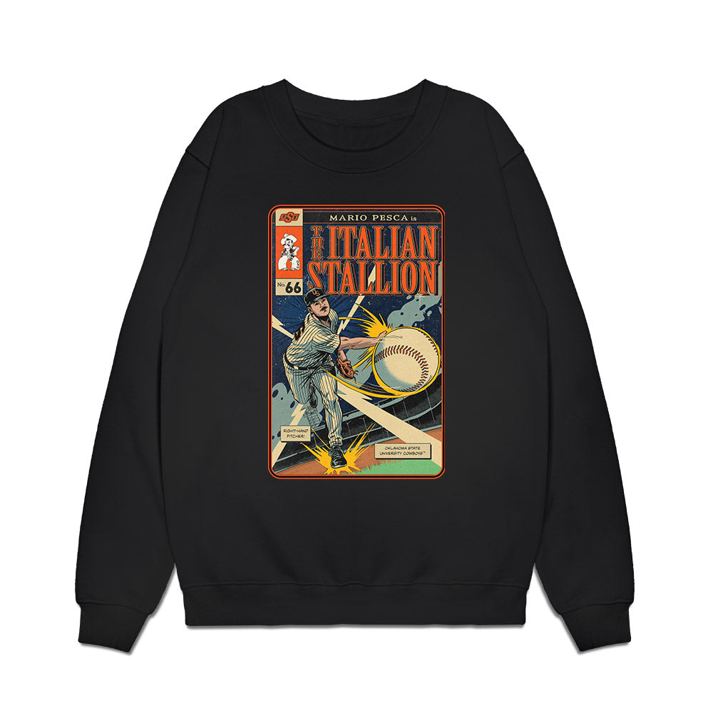 Oklahoma State - NCAA Baseball : Mario Pesca - The Italian Stallion Premium Crewneck Sweatshirt-0