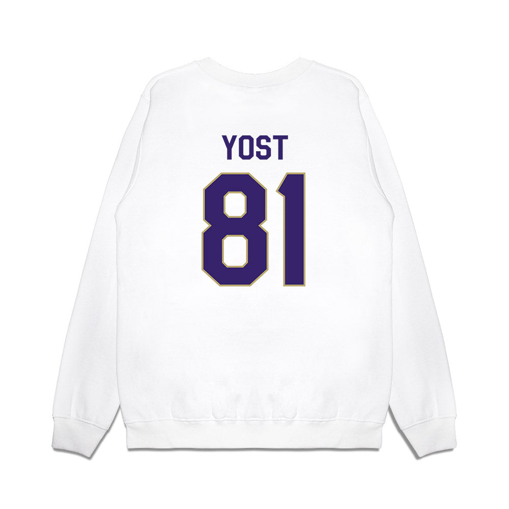 JMU - NCAA Football : Sue Yost - We're In Premium Crewneck Sweatshirt-1