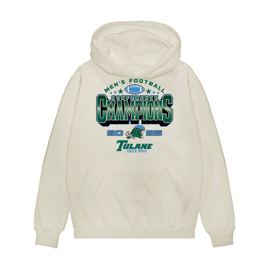 Tulane - NCAA Football : Colin O'Carroll - 2025 Conference Champions Premium Hooded Sweatshirt-0