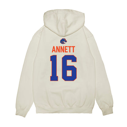 Boise State - NCAA Football : Kaleb Annett - 3-Peat Conference Champs Premium Hooded Sweatshirt-1