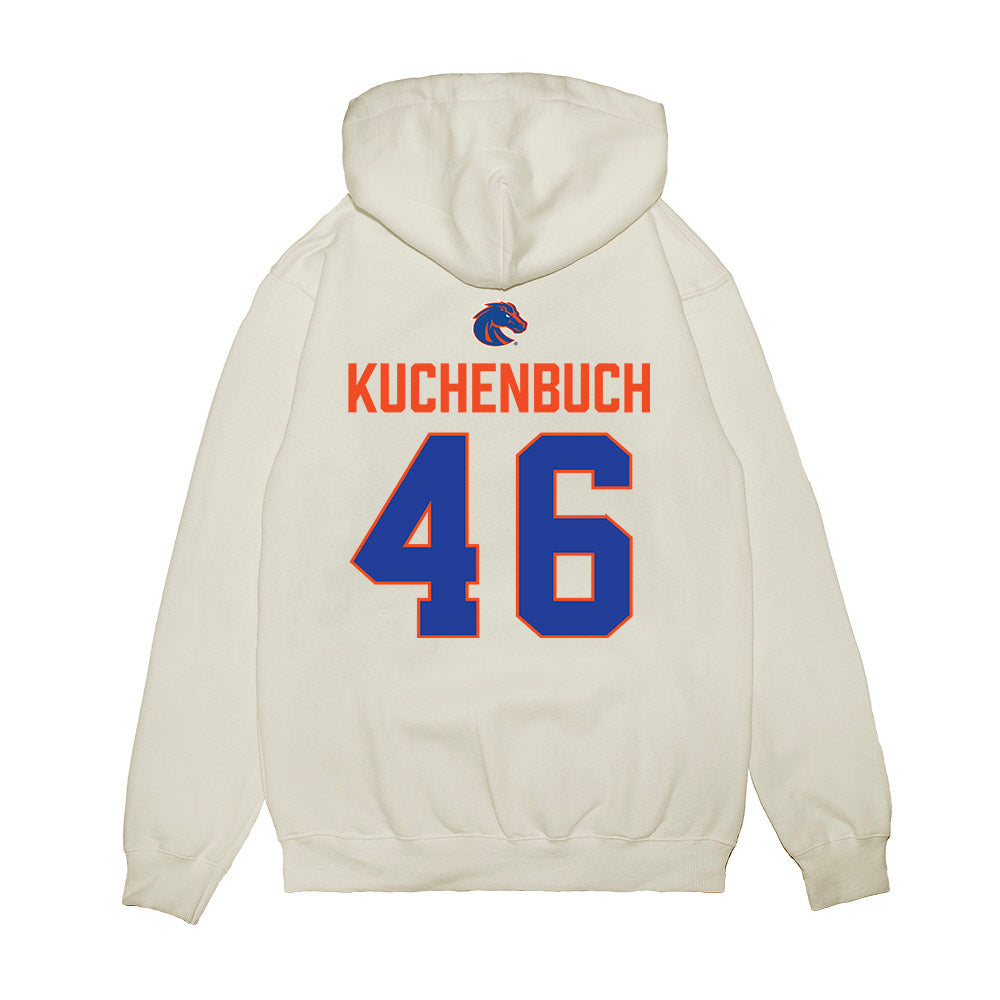 Boise State - NCAA Football : Carter Kuchenbuch - 3-Peat Conference Champs Premium Hooded Sweatshirt-1