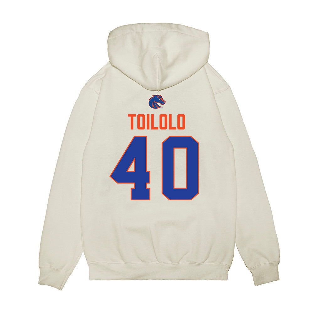 Boise State - NCAA Football : De'Shawn Toilolo - 3-Peat Conference Champs Premium Hooded Sweatshirt-1