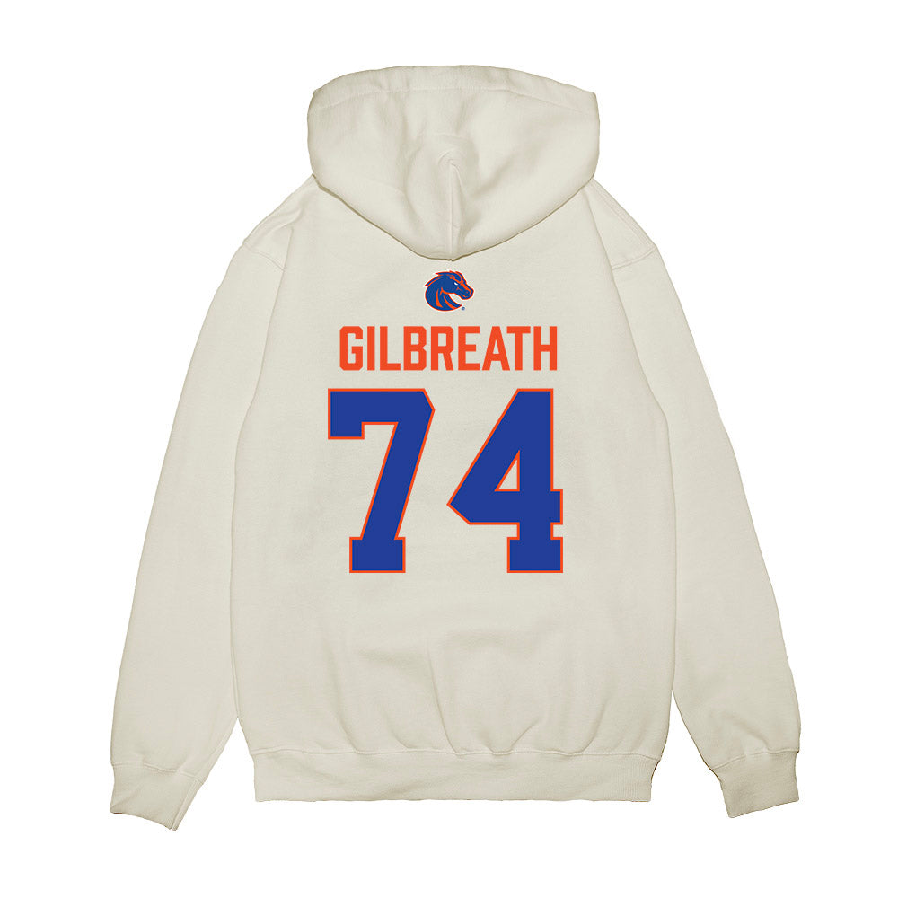 Boise State - NCAA Football : Connor Gilbreath - 3-Peat Conference Champs Premium Hooded Sweatshirt-1