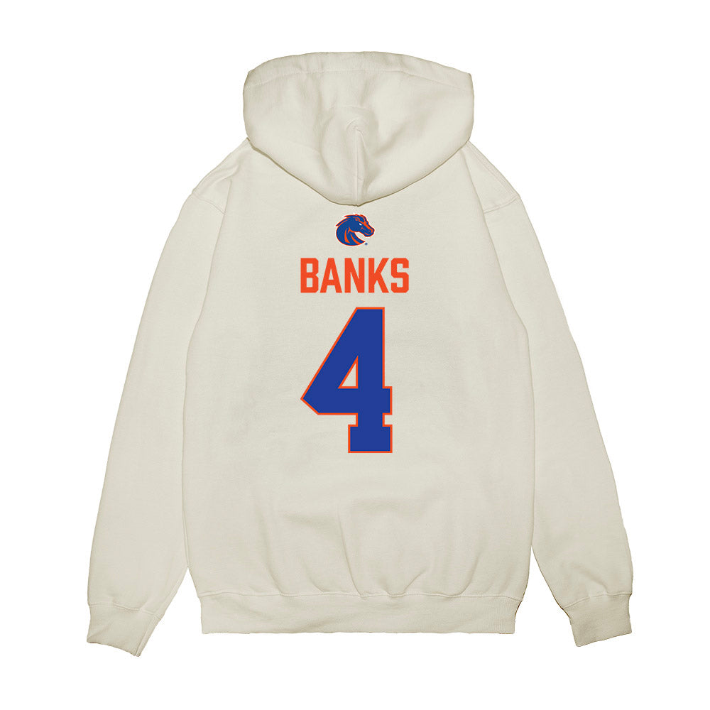 Boise State - NCAA Football : Davon Banks - 3-Peat Conference Champs Premium Hooded Sweatshirt-1