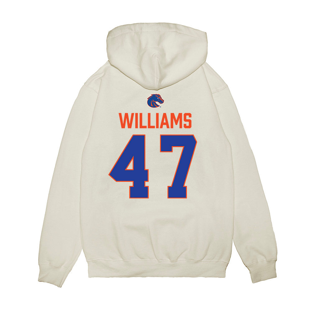 Boise State - NCAA Football : Jacob Williams - 3-Peat Conference Champs Premium Hooded Sweatshirt-1