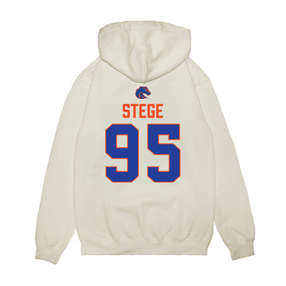 Boise State - NCAA Football : Max Stege - 3-Peat Conference Champs Premium Hooded Sweatshirt-1