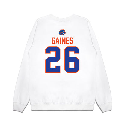 Boise State - NCAA Football : Sire Gaines - 3-Peat Conference Champs Premium Crewneck Sweatshirt-1