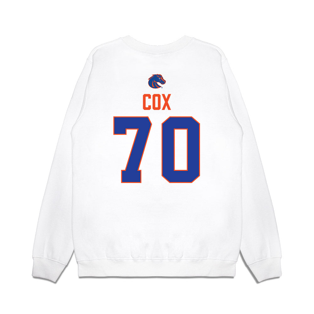 Boise State - NCAA Football : Kyle Cox - 3-Peat Conference Champs Premium Crewneck Sweatshirt-1