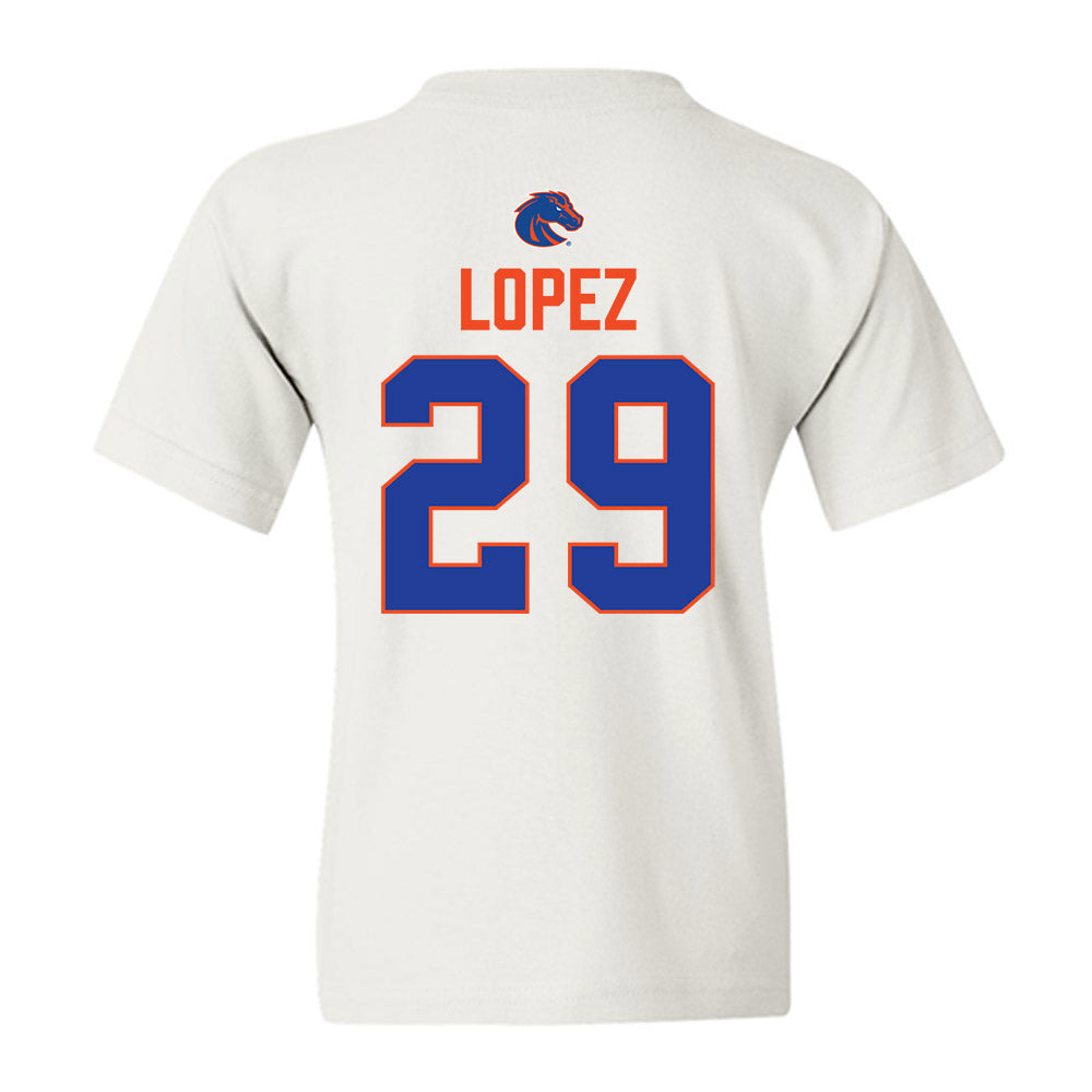 Boise State - NCAA Football : Milo Lopez - 3-Peat Conference Champs Youth T-Shirt-1