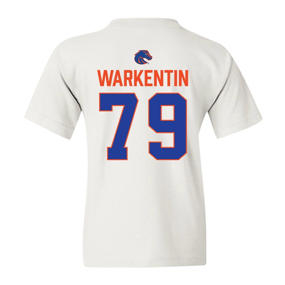 Boise State - NCAA Football : Connor Warkentin - 3-Peat Conference Champs Youth T-Shirt-1