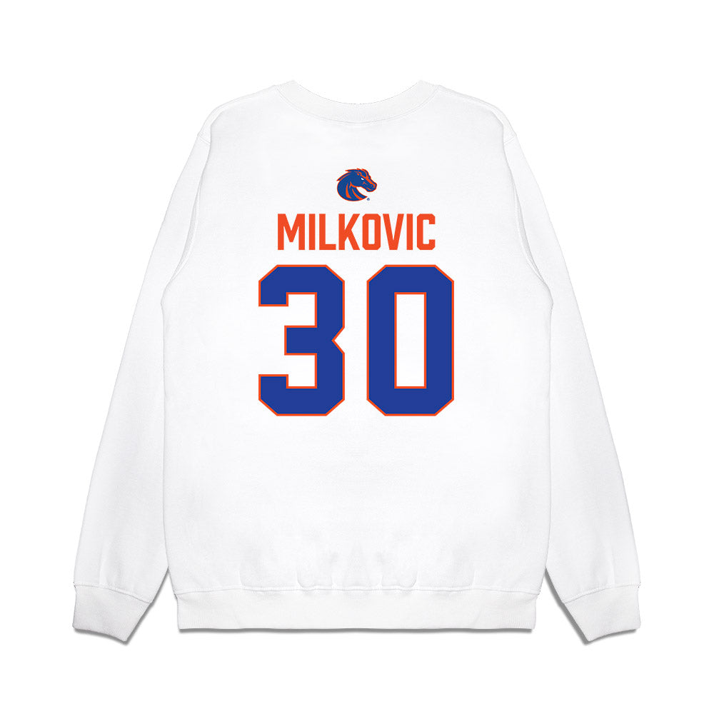 Boise State - NCAA Football : Wyatt Milkovic - 3-Peat Conference Champs Premium Crewneck Sweatshirt-1