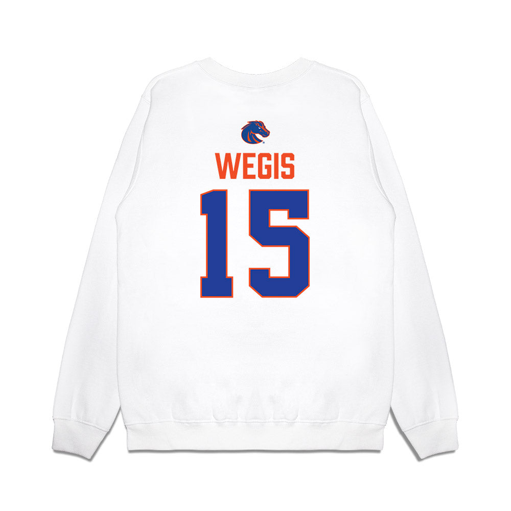 Boise State - NCAA Football : Tyler Wegis - 3-Peat Conference Champs Premium Crewneck Sweatshirt-1