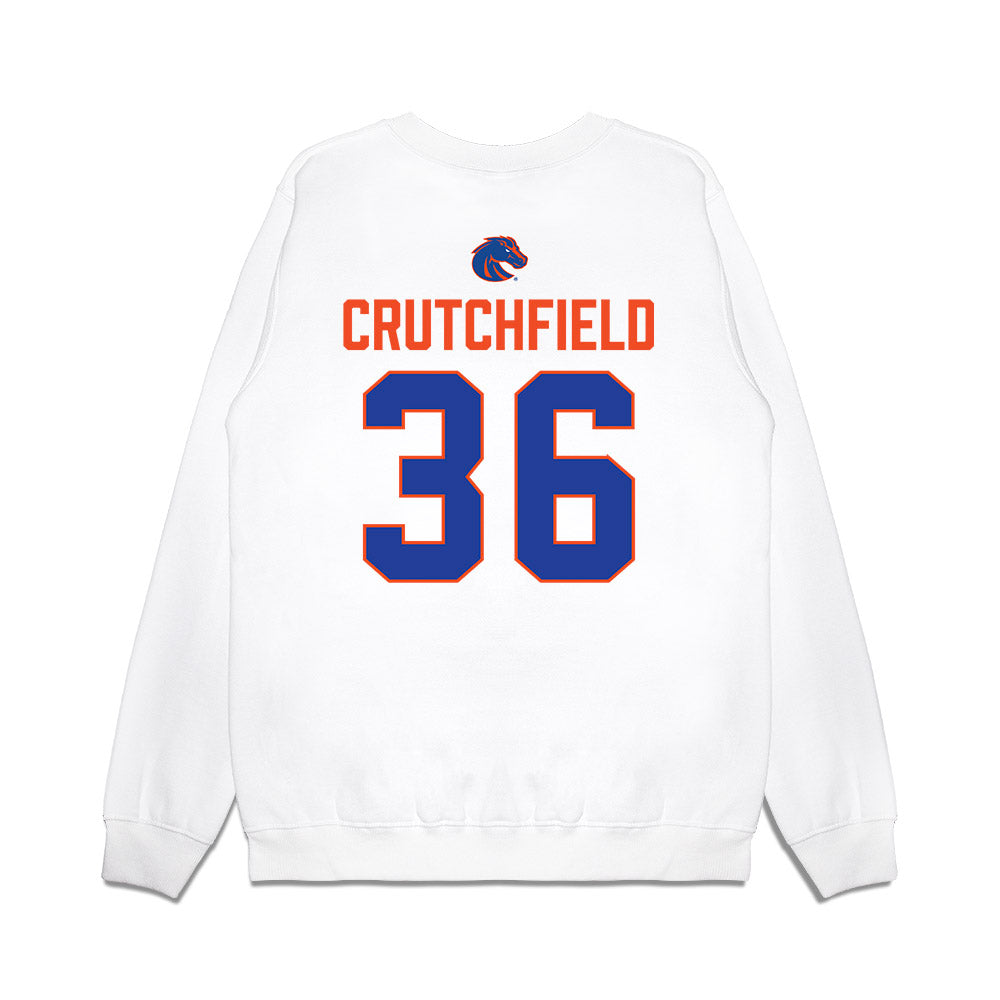 Boise State - NCAA Football : Tahj Crutchfield - 3-Peat Conference Champs Premium Crewneck Sweatshirt-1