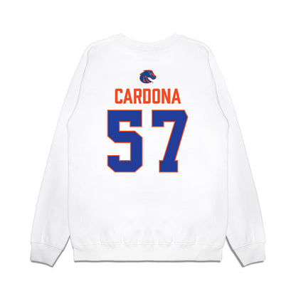 Boise State - NCAA Football : Nathan Cardona - 3-Peat Conference Champs Premium Crewneck Sweatshirt-1