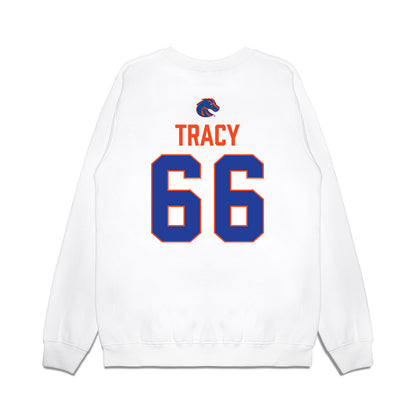 Boise State - NCAA Football : Jacob Tracy - 3-Peat Conference Champs Premium Crewneck Sweatshirt-1