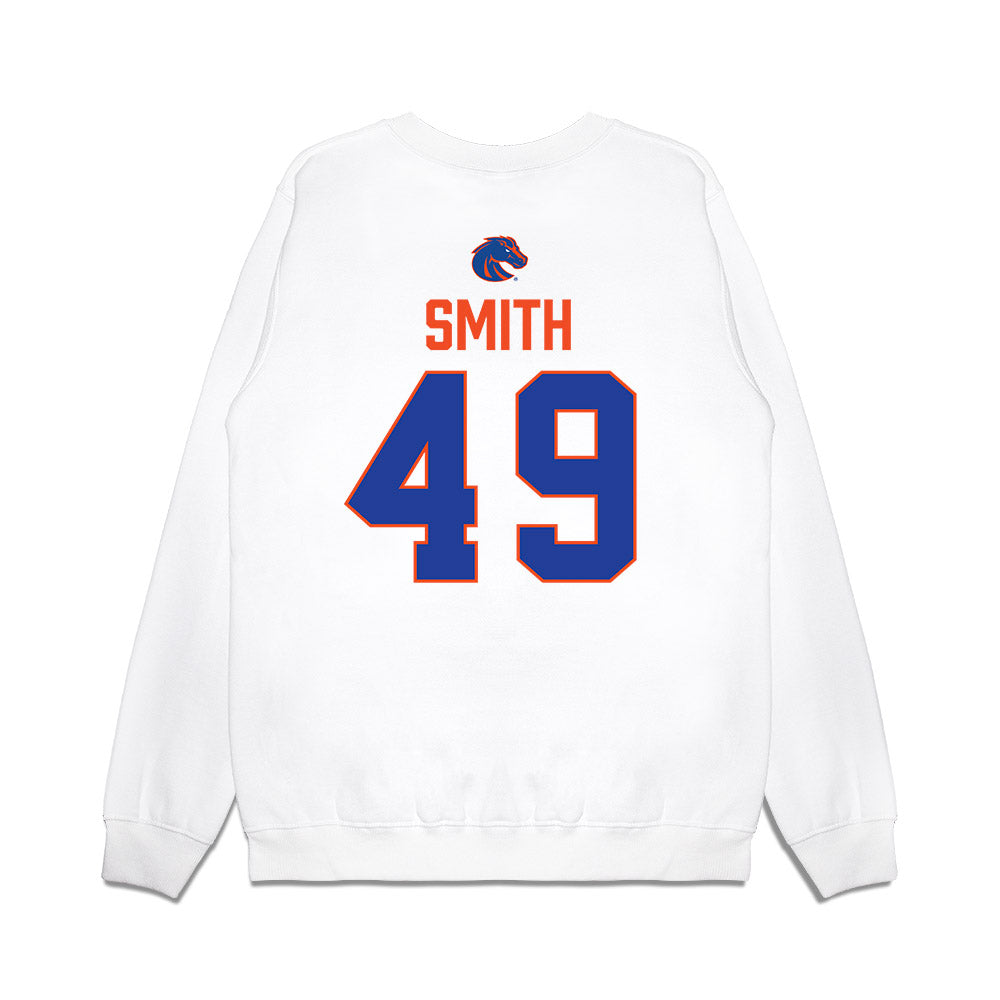 Boise State - NCAA Football : Ty Smith - 3-Peat Conference Champs Premium Crewneck Sweatshirt-1
