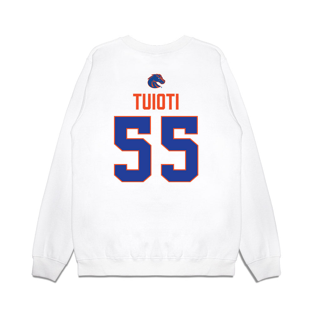 Boise State - NCAA Football : Mana Tuioti - 3-Peat Conference Champs Premium Crewneck Sweatshirt-1