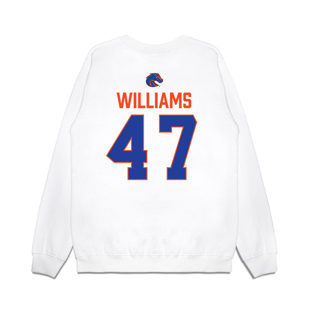 Boise State - NCAA Football : Jacob Williams - 3-Peat Conference Champs Premium Crewneck Sweatshirt-1