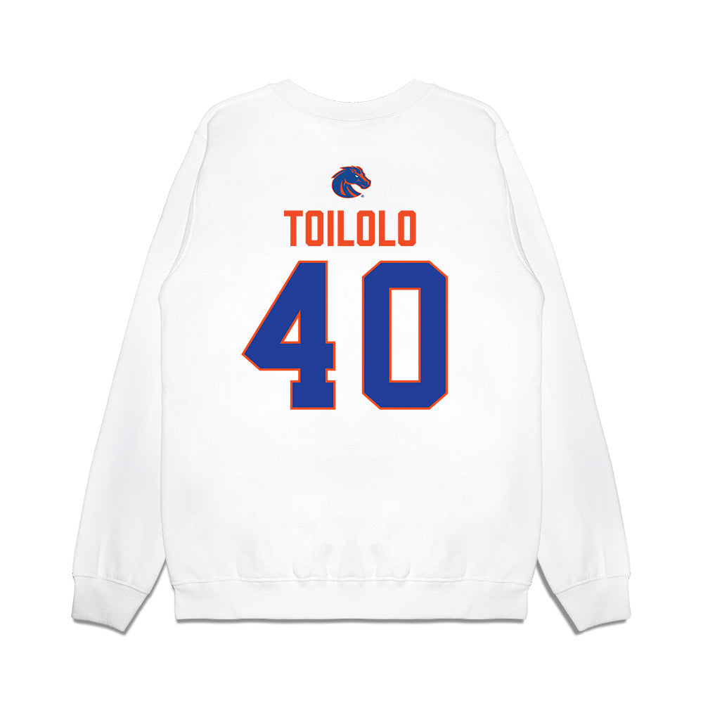 Boise State - NCAA Football : De'Shawn Toilolo - 3-Peat Conference Champs Premium Crewneck Sweatshirt-1