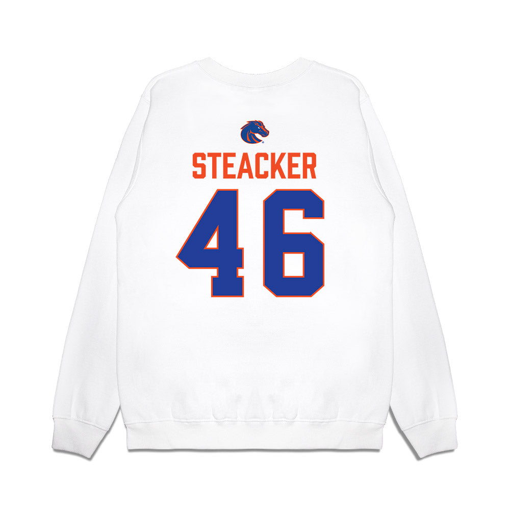 Boise State - NCAA Football : Hunter Steacker - 3-Peat Conference Champs Premium Crewneck Sweatshirt-1