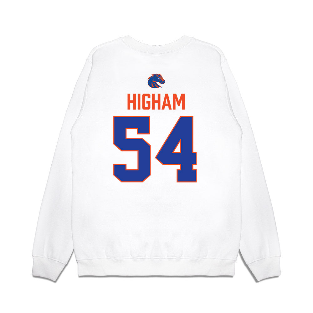 Boise State - NCAA Football : Hunter Higham - 3-Peat Conference Champs Premium Crewneck Sweatshirt-1