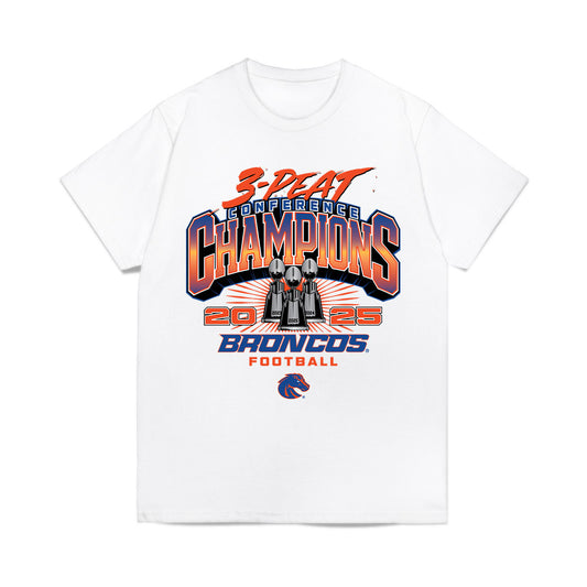 Boise State - NCAA Football : Alexander Teubner - 3-Peat Conference Champs Comfort Colors T-Shirt-0
