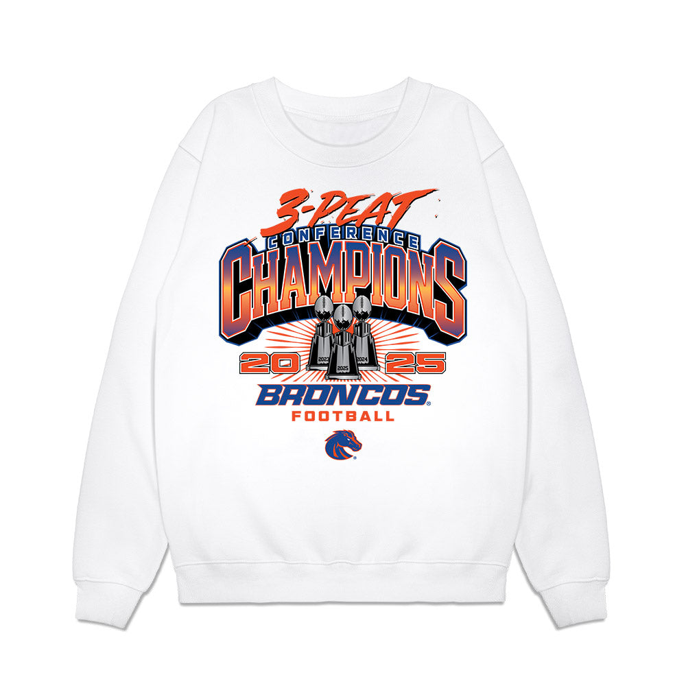 Boise State - NCAA Football : Jake Steele - 3-Peat Conference Champs Premium Crewneck Sweatshirt-0