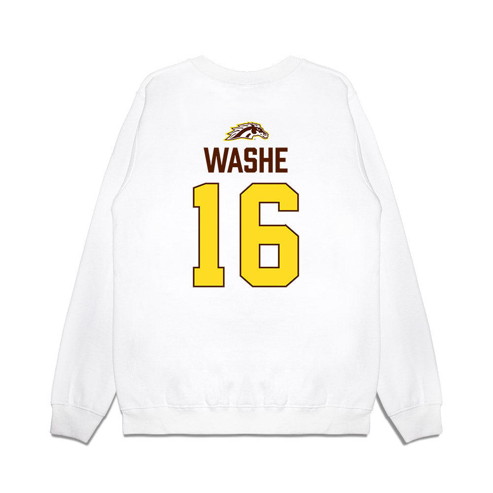 Western Michigan - NCAA Men's Ice Hockey : Tim Washe - Vintage Shersey Premium Crewneck Sweatshirt-1