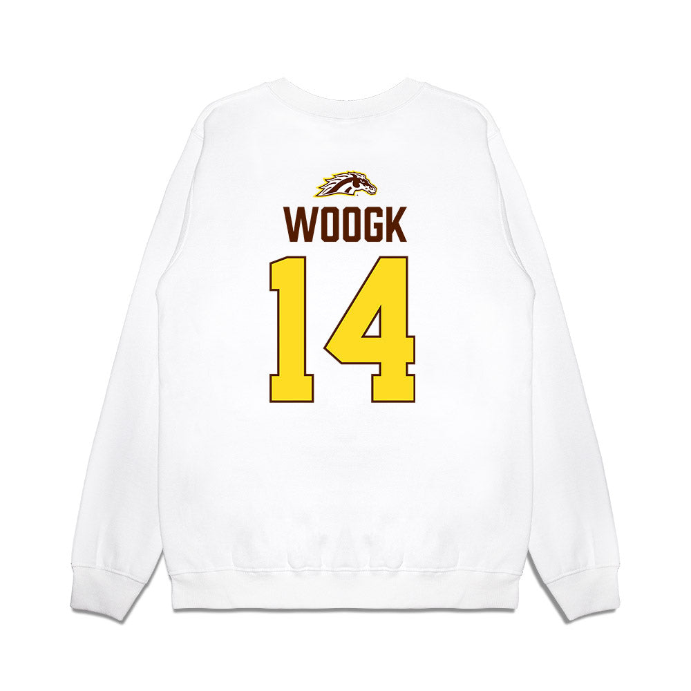 Western Michigan - NCAA Men's Ice Hockey : Colby Woogk - Vintage Shersey Premium Crewneck Sweatshirt-1