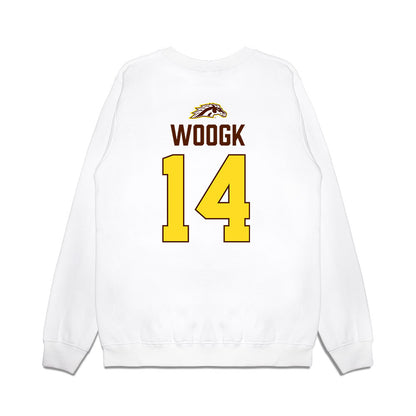 Western Michigan - NCAA Men's Ice Hockey : Colby Woogk - Vintage Shersey Premium Crewneck Sweatshirt-1