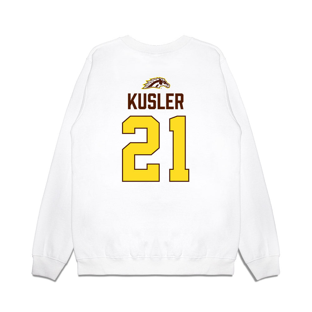 Western Michigan - NCAA Men's Ice Hockey : Ryan Kusler - Vintage Shersey Premium Crewneck Sweatshirt-1