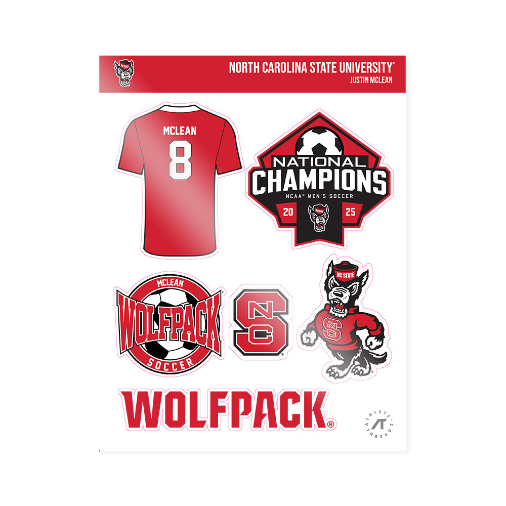 NC State - NCAA Men's Soccer : Justin McLean - NCAA® National Champs Sticker Sheet-0
