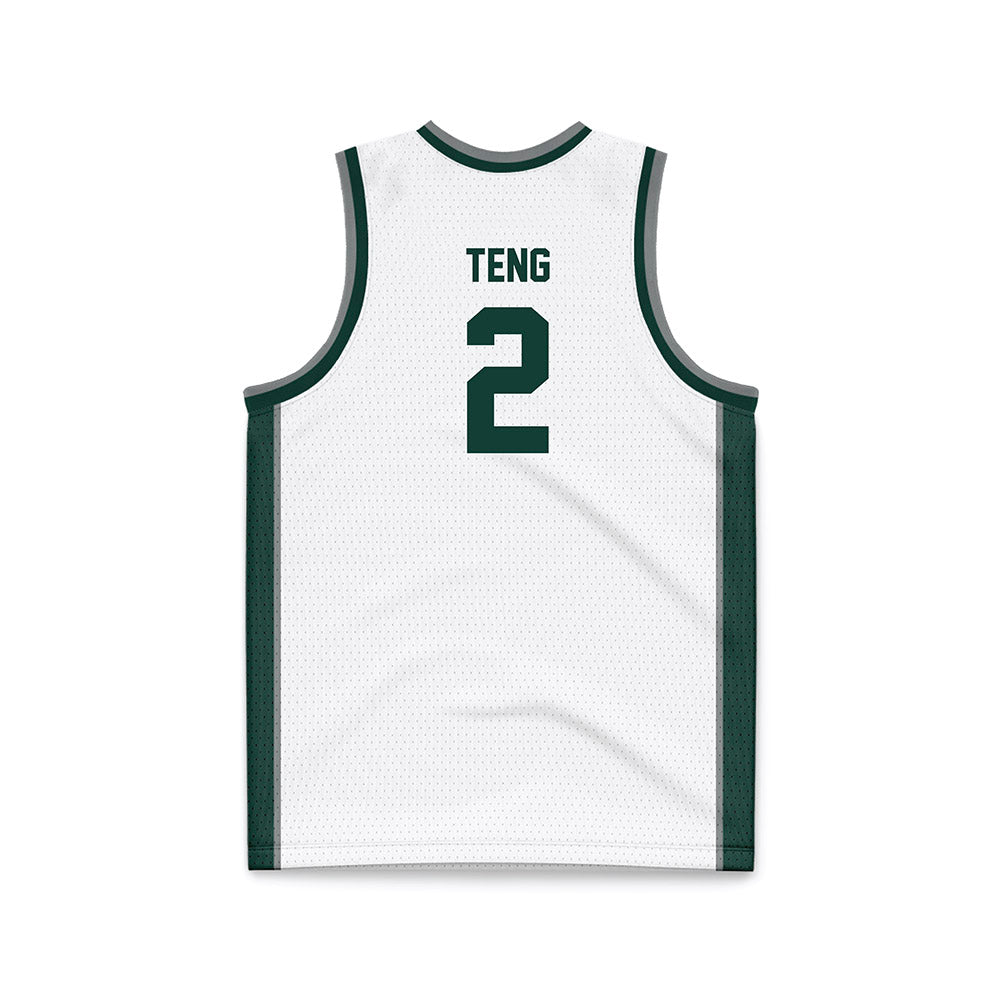 Michigan State - NCAA Men's Basketball : Kur Teng - White Basketball Jersey-1