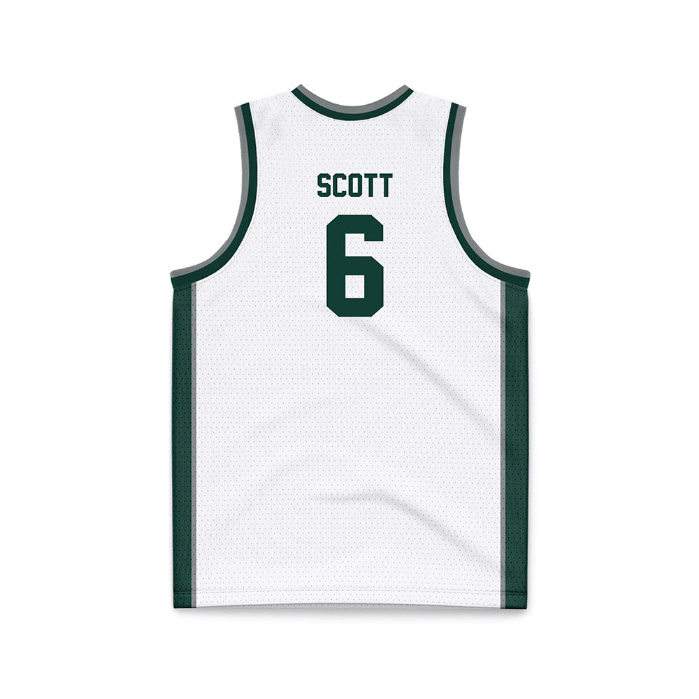 Michigan State - NCAA Men's Basketball : Jordan Scott - White Basketball Jersey-1