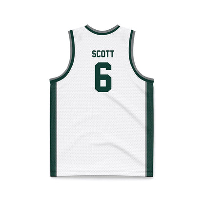 Michigan State - NCAA Men's Basketball : Jordan Scott - White Basketball Jersey-1