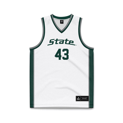 Michigan State - NCAA Men's Basketball : Colin Walton - White Basketball Jersey-0
