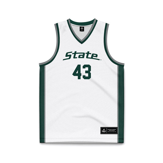 Michigan State - NCAA Men's Basketball : Colin Walton - White Basketball Jersey-0