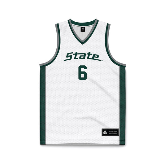 Michigan State - NCAA Men's Basketball : Jordan Scott - White Basketball Jersey-0
