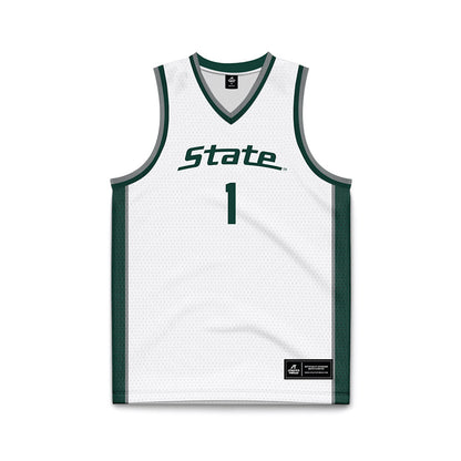 Michigan State - NCAA Men's Basketball : Jeremy Fears - White Basketball Jersey-0