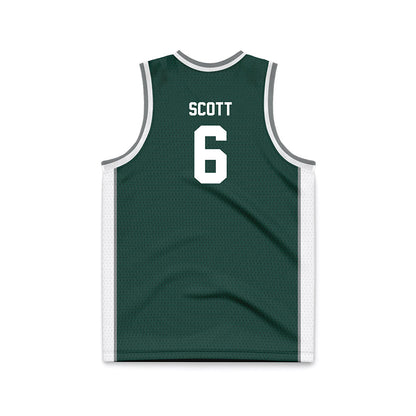 Michigan State - NCAA Men's Basketball : Jordan Scott - Green Basketball Jersey-1