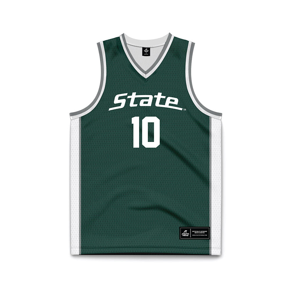 Michigan State - NCAA Men's Basketball : Denham Wojcik - Green Basketball Jersey-0