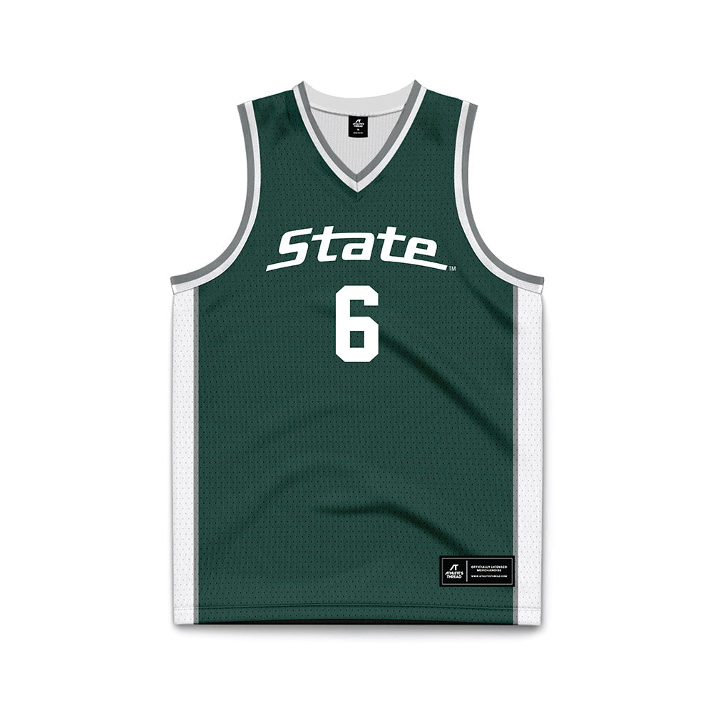 Michigan State - NCAA Men's Basketball : Jordan Scott - Green Basketball Jersey-0