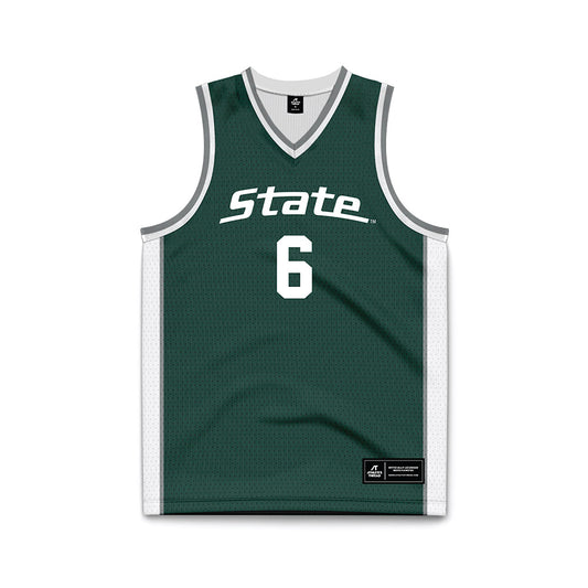 Michigan State - NCAA Men's Basketball : Jordan Scott - Green Basketball Jersey-0