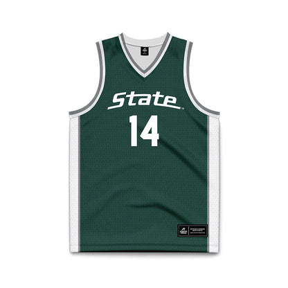Michigan State - NCAA Men's Basketball : Davis Smith - Green Basketball Jersey-0