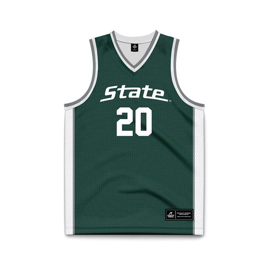 Michigan State - NCAA Men's Basketball : Nick Sanders - Green Basketball Jersey-0