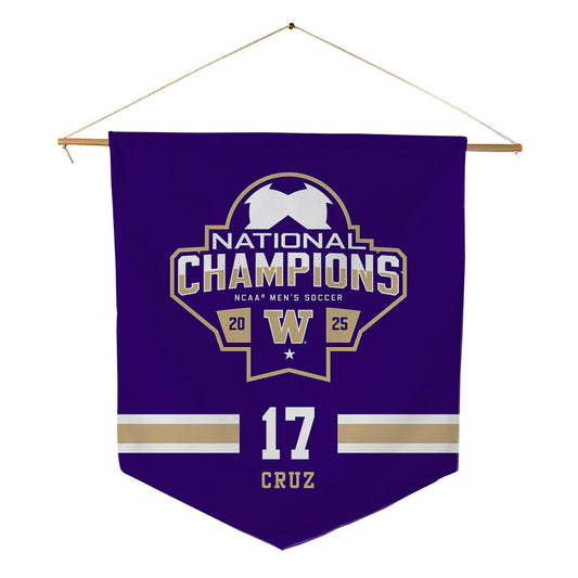 Washington - NCAA Men's Soccer : Cameron Cruz - NCAA® 2025 National Champs Pennant - 18" x 21"-0