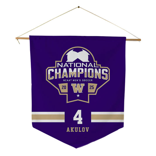 Washington - NCAA Men's Soccer : Egor Akulov - NCAA® 2025 National Champs Pennant - 18" x 21"-0
