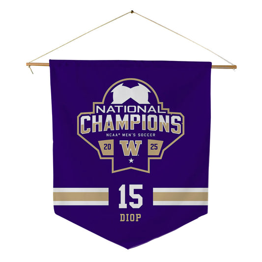 Washington - NCAA Men's Soccer : Mani Diop - NCAA® 2025 National Champs Pennant - 18" x 21"-0