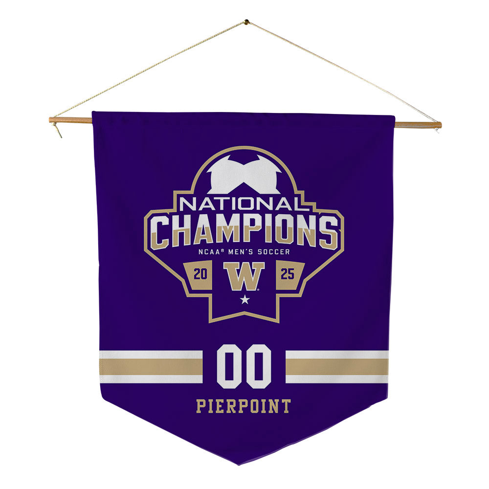 Washington - NCAA Men's Soccer : Kenny Pierpoint - NCAA® 2025 National Champs Pennant - 18" x 21"-0